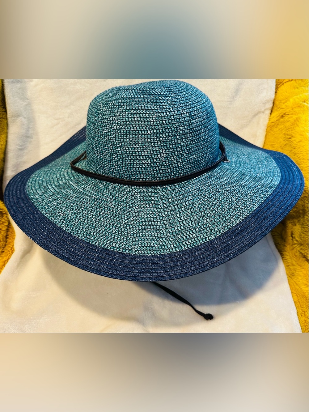 Sloggers Blue Wide Brim Sun Hat Garden Beach UPF Style Womens Sz Med 22.5 Resort